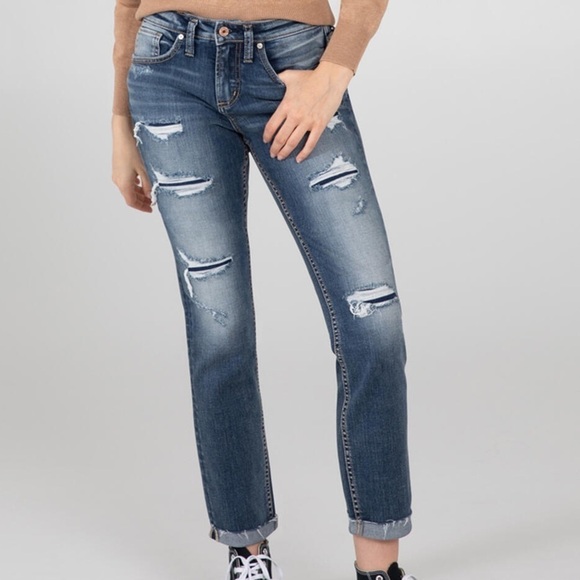 Silver Beau Slim Leg Jeans Womens Size 27 Mid Rise Ankle - Picture 12 of 12